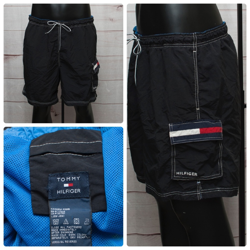 Vintage Tommy Hilfiger Swim Shorts Size XL Black
